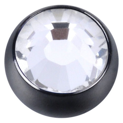 Schwarzer Titan-Aufsatz mit kristallklarem Stein auf weißem Hintergrund