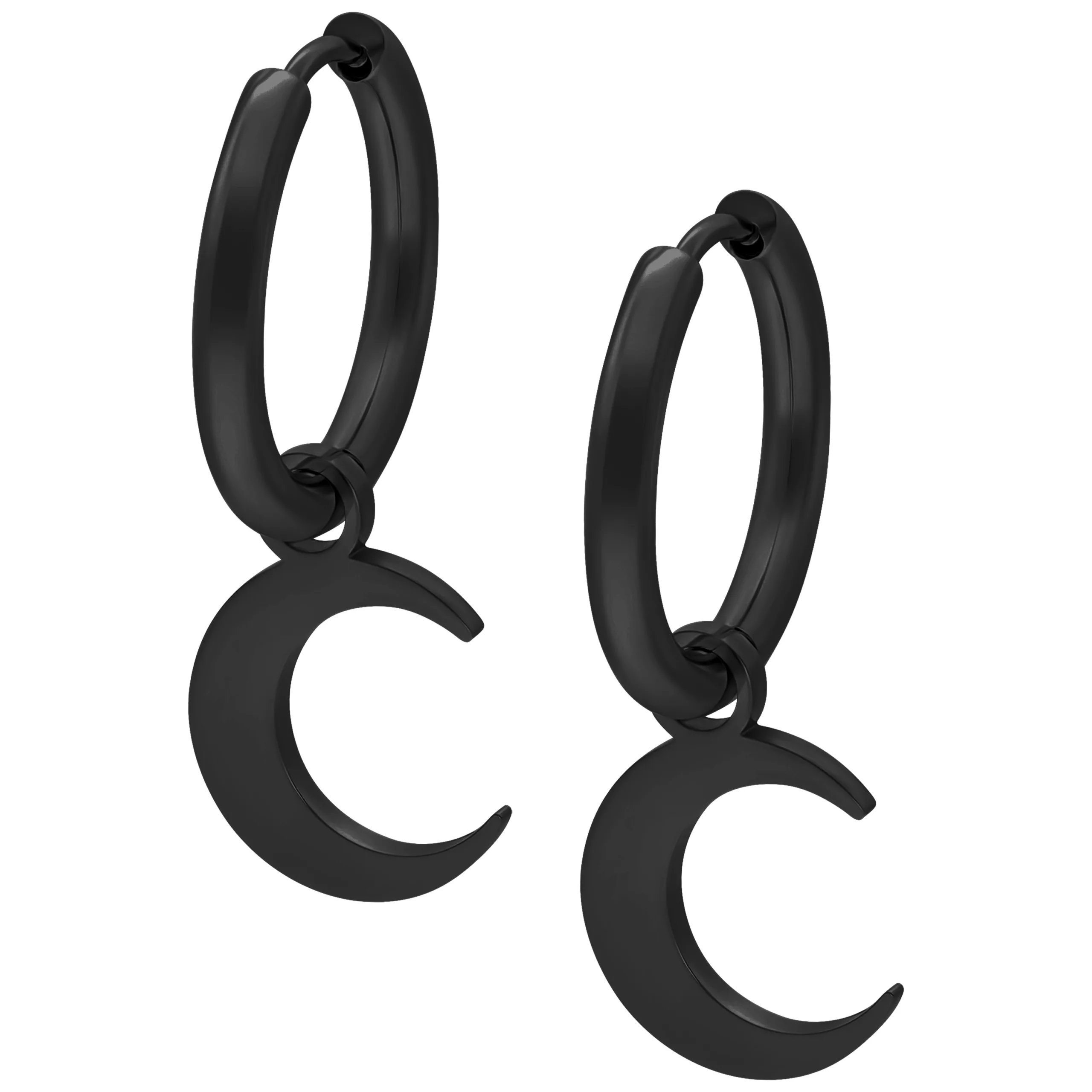 Mustat renkaat kuuriipuksella valkoisella taustalla