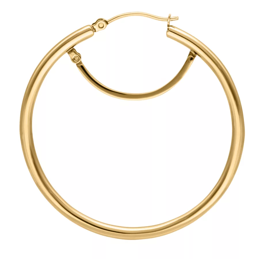 Kultaiset perusrenkaat klipsilukolla 45 MM Kultaiset korvakorut kirurginteräksestä, klipsilukko, studiotausta