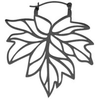 Mustat lehtimuotoiset korvakorut ruostumattomasta teräksestä Musta lehtimuotoinen korvakoru valkoisella taustalla