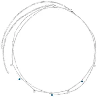 Hopeinen kaksinkertainen vatsaketju kirurginteräksestä 316L pienillä riipuksilla valkoisella taustalla