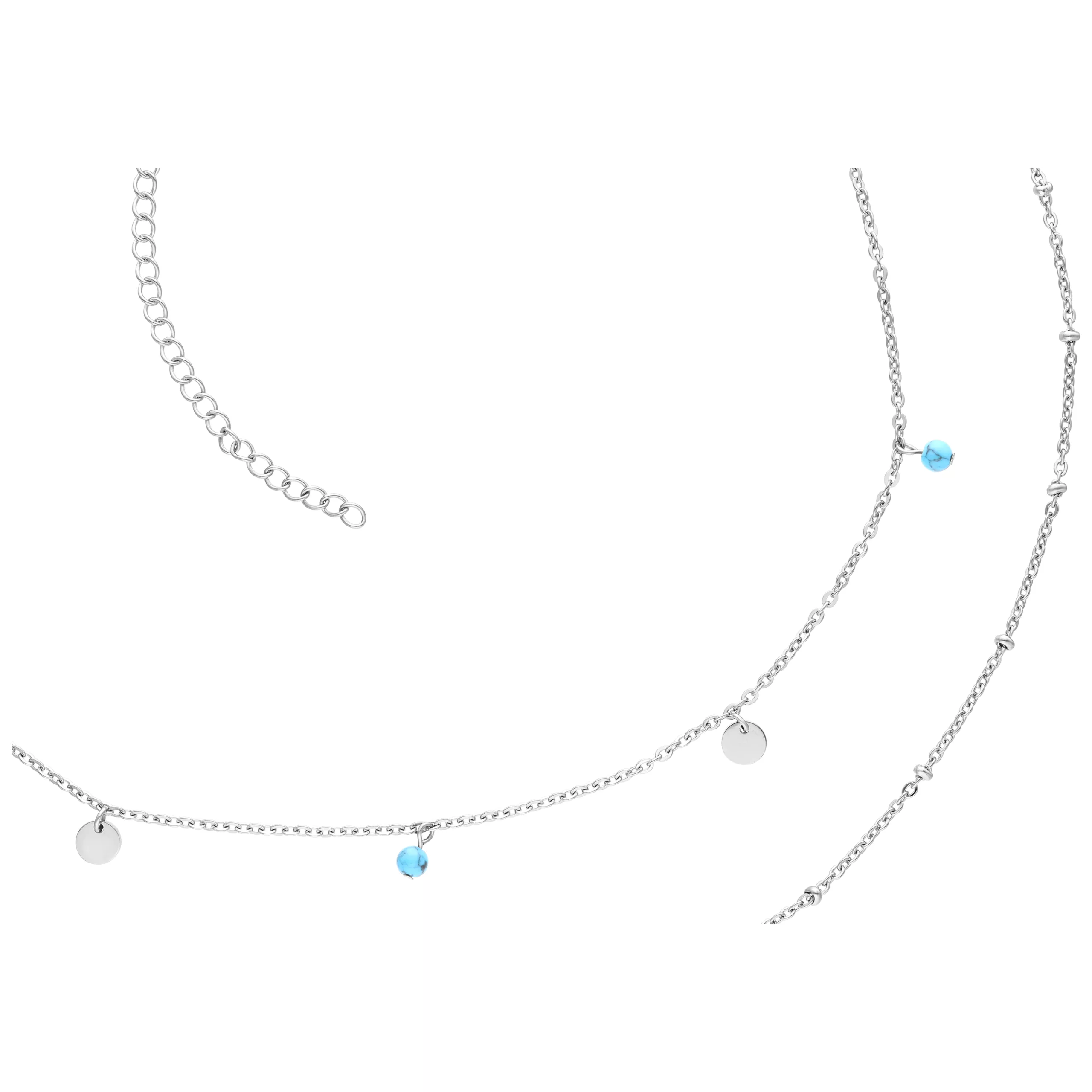 Hopeinen kaksinkertainen vatsaketju kirurginteräksestä 316L riipuksilla