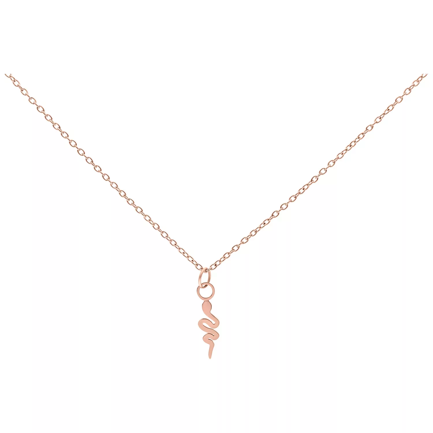 Ruusukultainen Little Snake -kaulakoru kirurginteräksestä valkoisella taustalla