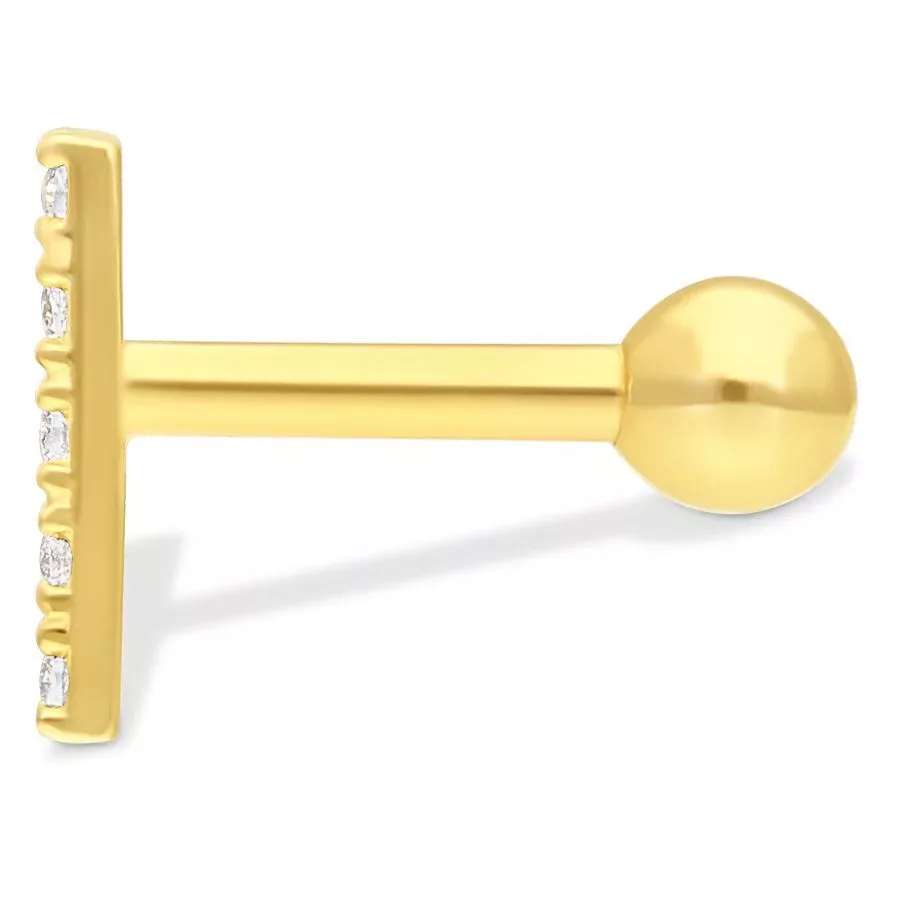 18k Earbarbell Line of Five Crystals