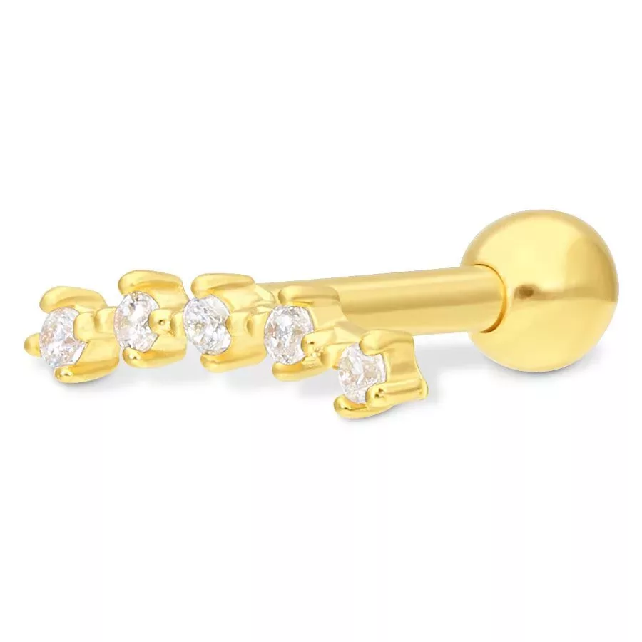 18k Earbarbell Five Crystals