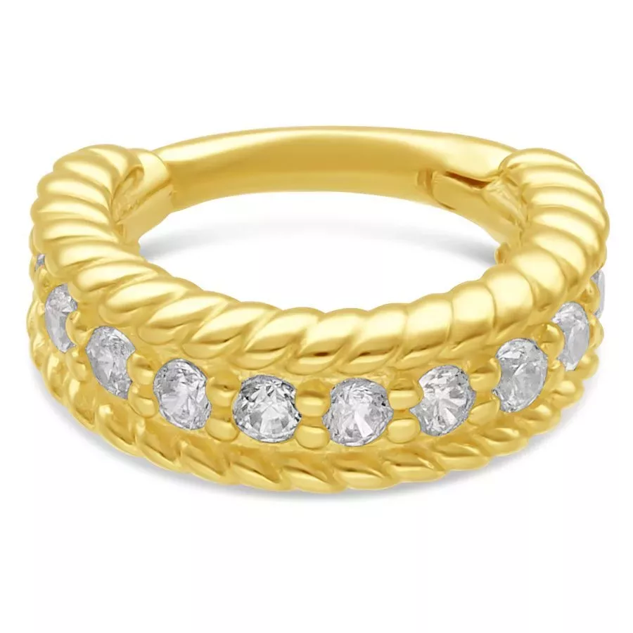 14k Crystal Hinged Ring