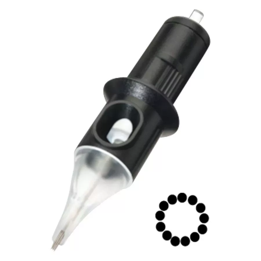 Musta Cheyenne Shader -neulamoduuli, jossa on läpinäkyvä kärki valkoisella taustalla