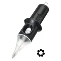 Musta Cheyenne Shader -neula, jossa on läpinäkyvä kärki valkoisella taustalla