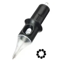 Musta Cheyenne Shader tatuointineulamoduuli valkoisella taustalla