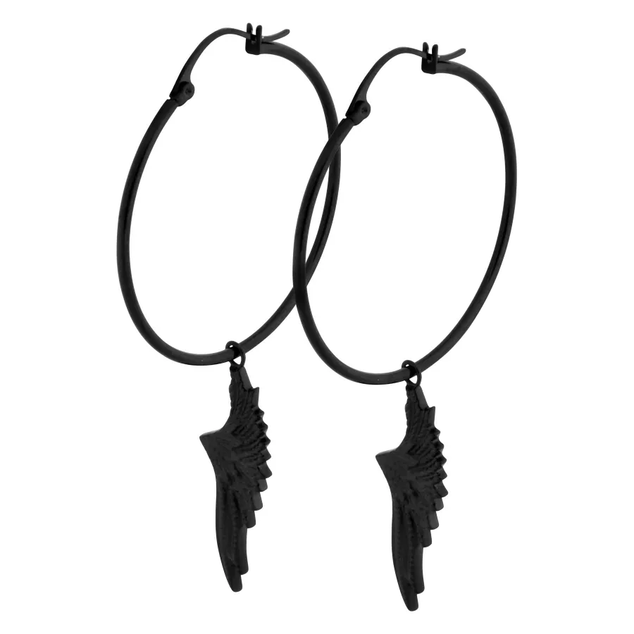 Ear Hoops with Wings Pendant