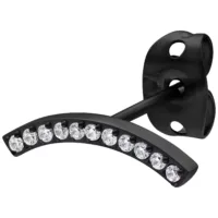 Musta Crystal Arch korvakoru kristalleilla Musta kaarikorvakoru kirkkailla kristalleilla valkoisella taustalla