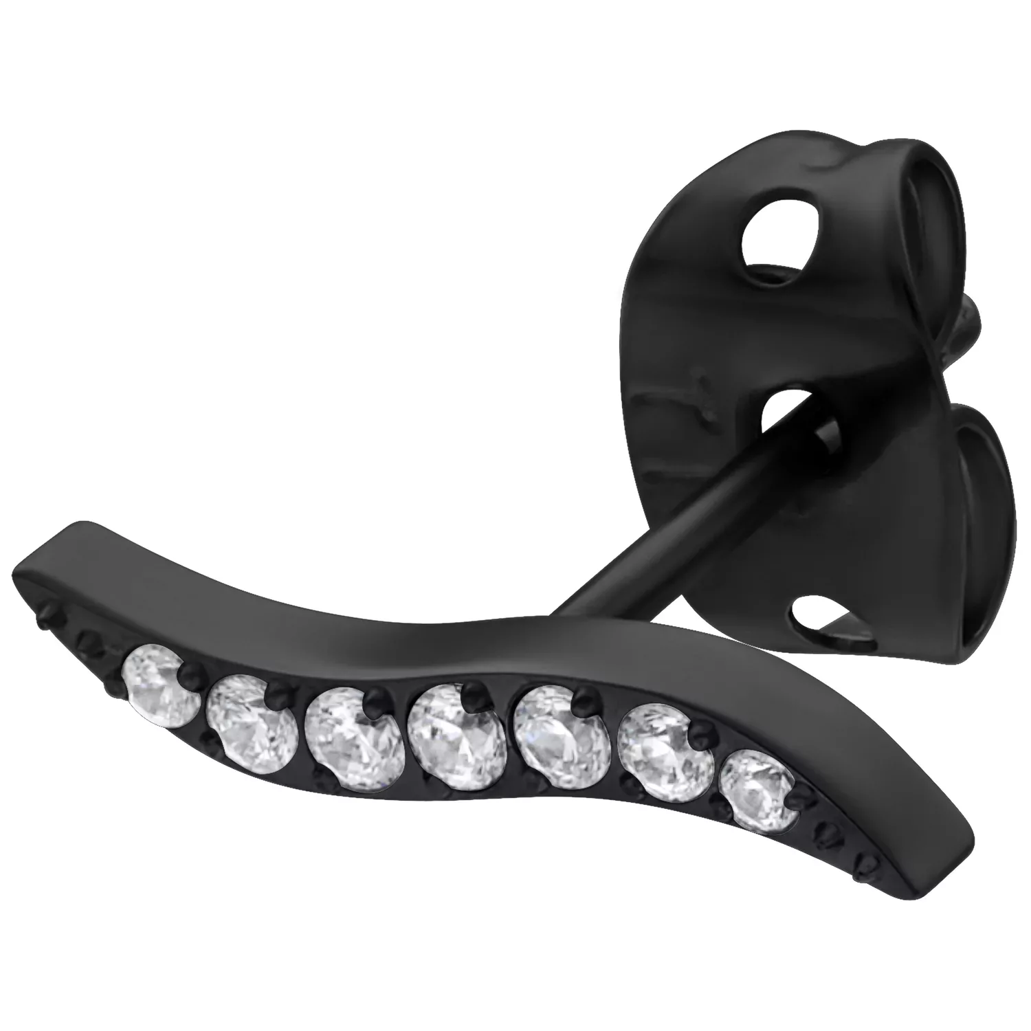 Musta kristalli korvakorusetti Mustat korvakorut kirkkailla kristalleilla valkoisella taustalla