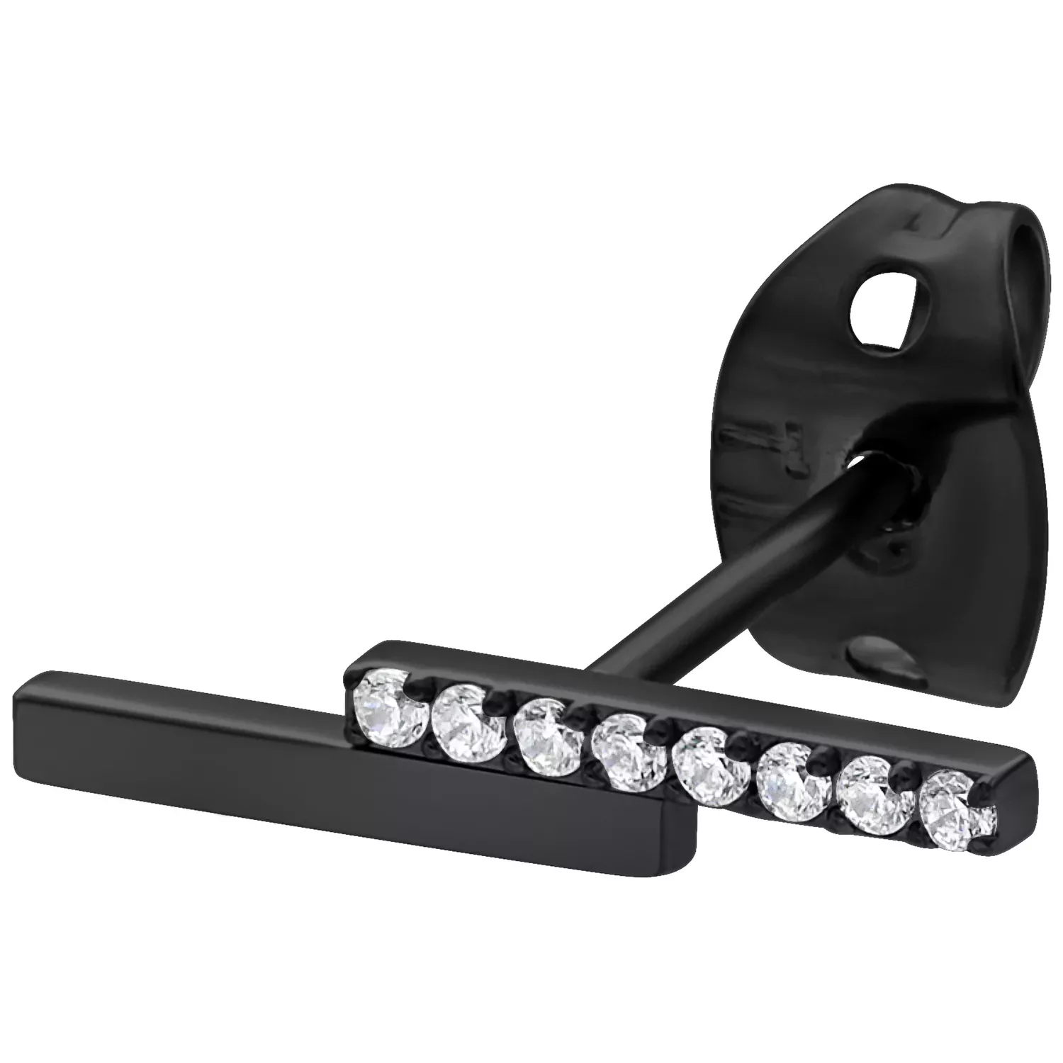 Musta korvakorut kristalleilla Musta korvakoru kirkkailla kristalleilla valkoisella taustalla