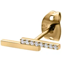 Kultaiset korvakorut kirkkailla kristalleilla valkoisella taustalla