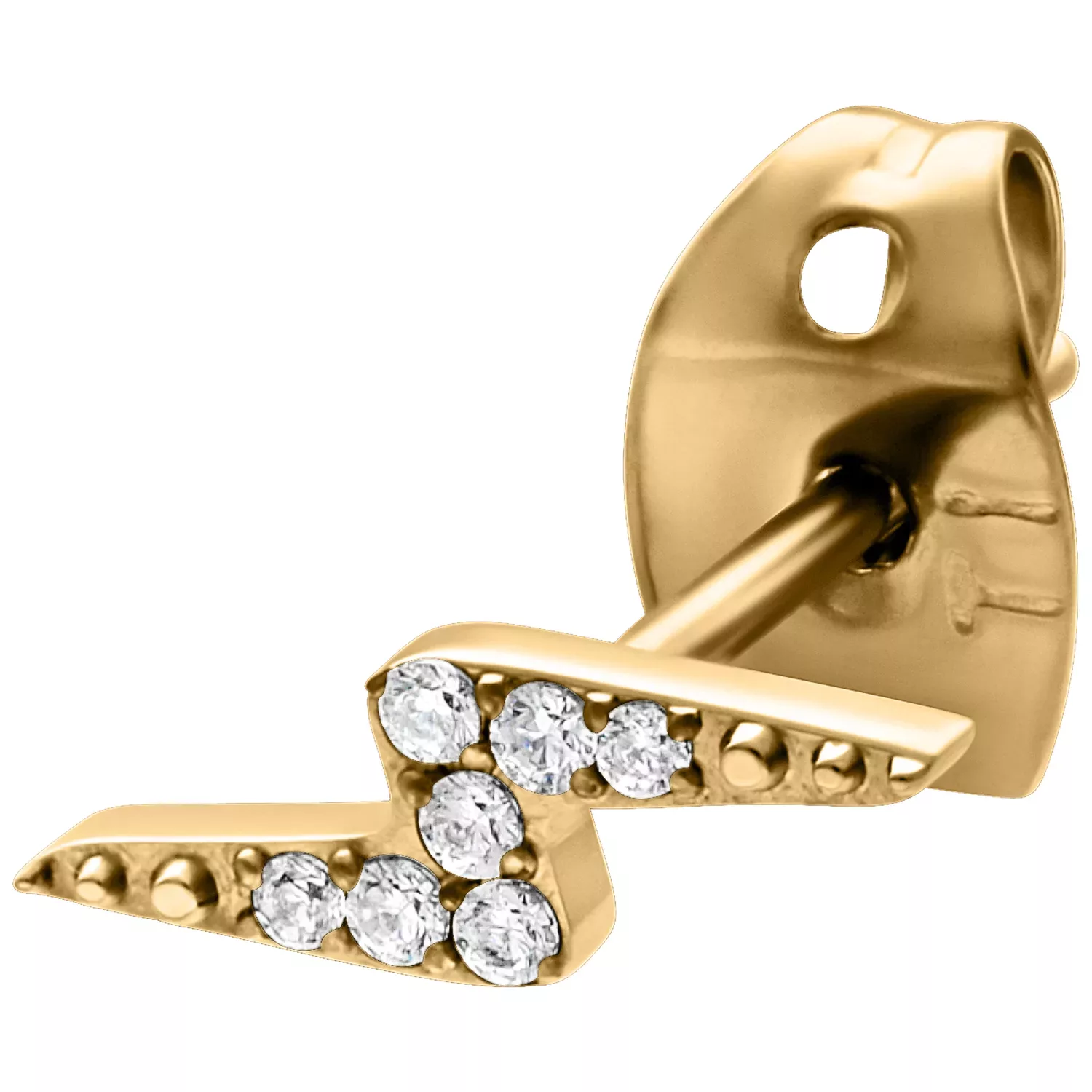 Kultaiset Crystal Lightning -korvakorut Kultaiset salamanmuotoiset korvakorut kirkkailla kristalleilla, studiotausta