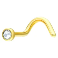 Goldener Nasenstecker mit klarem Kristallstein auf weißem Hintergrund