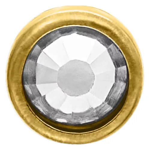 Goldfarbener Titan-Nasenstecker mit klarem Kristall auf weißem Hintergrund