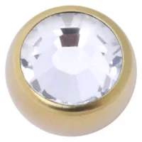 Goldener Aufsatz mit kristallklarem Schmuckstein Goldene Kugel mit kristallklarem Schmuckstein auf weißem Hintergrund