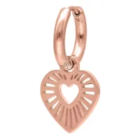 Ruusu-kultaiset sydänmuotoiset korvakorut klipsilukolla valkoisella taustalla