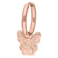 Ruusuhopeat renkaat bulldog-riipuksella valkoisella taustalla