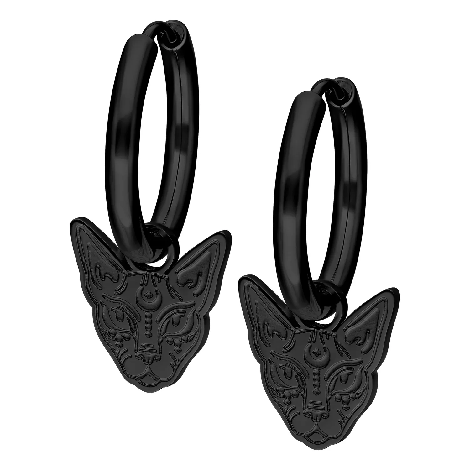 Mustat Hoopsit Sphynx-kissakuvioinnilla valkoisella taustalla