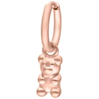 Rosékultaiset korvakorut nalle-riipuksella valkoisella taustalla