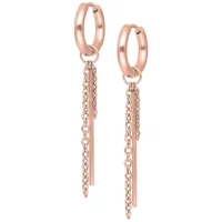 Rosékultaiset Little Bar Chain Hoops -korvakorut Rosékultaiset korvakorut ketju- ja tankomallilla valkoisella taustalla