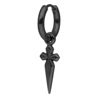 Musta korvakoru ristiriipuksella valkoisella taustalla