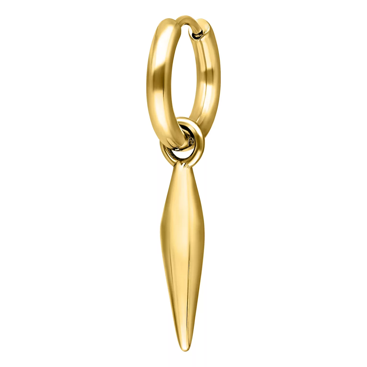 Kultaiset korvakorut sileällä pinnalla valkoisella taustalla