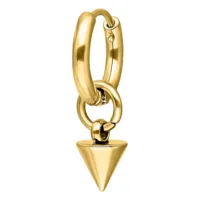 Kultaiset Little Short Spike Hoops korvakorut Kultaiset korvakorut, joissa lyhyt piikki-riipus valkoisella taustalla