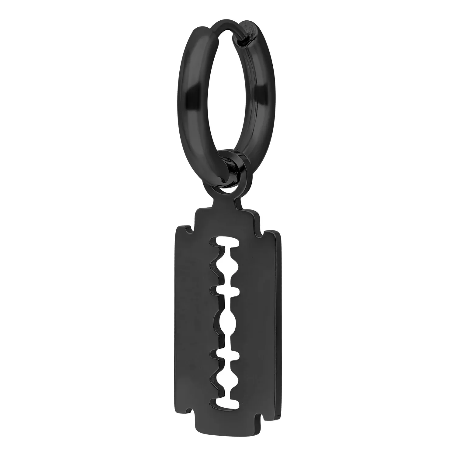 Musta korvakoru partaterän muodossa valkoisella taustalla