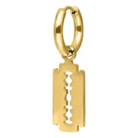 Kultaiset korvakorut, joissa on partaterä-riipus valkoisella taustalla