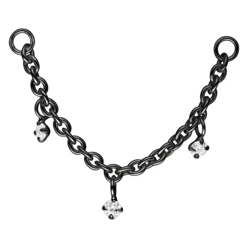 Crystal Pendants Piercing Connection Chain - lävistyskorun ketju