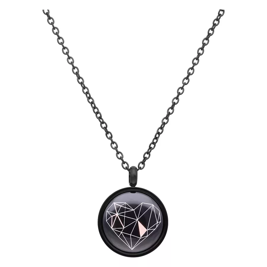 Delta Love kaulakoru mustana sydänriipuksella Musta kaulakoru geometrisella sydänriipuksella neutraalilla taustalla