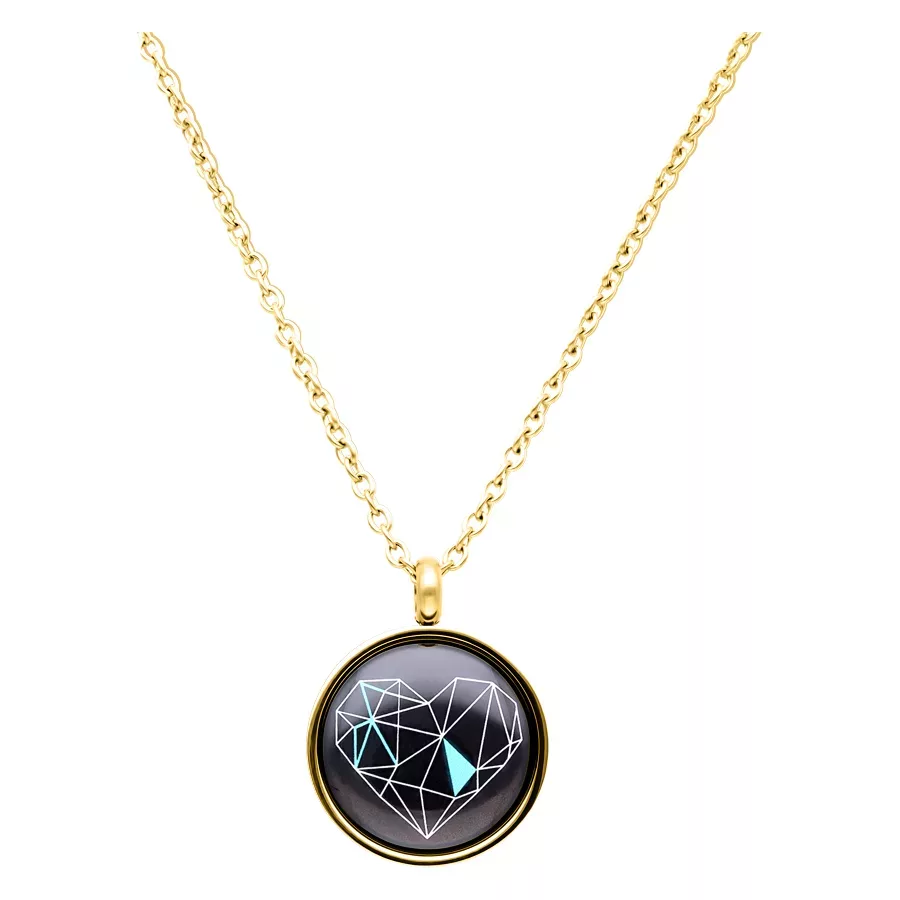 Delta Love -kultaketju sydänriipuksella Kultainen Delta Love -ketju mustalla sydänriipuksella valkoisella taustalla