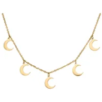Kultainen Little Moon kaulakoru kirurginteräksestä Kultainen kaulakoru, jossa viisi pientä kuuriipusta valkoisella taustalla