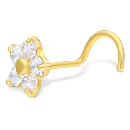 18k Crystal Flower Nosestud