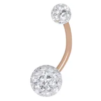 Sealed Multi Jewelled Bananabell in Roségold Bauchnabelpiercing mit kristallklaren Steinen und roségoldenem Stab