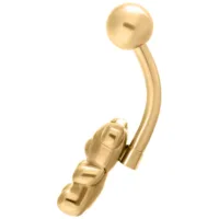 Kultainen napalävistys Bananabell-muodossa Gummi Bear -designilla valkoisella taustalla