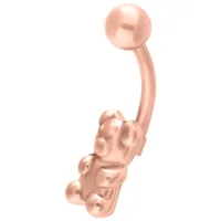 Ruusukultainen Gummi Bear Bananabell kirurginteräksestä, 10 mm pitkä