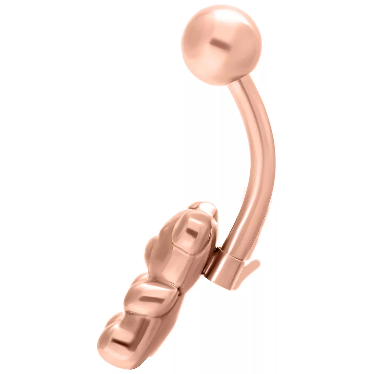 Ruusuinen napalävistys Gummi Bear -muodossa valkoisella taustalla