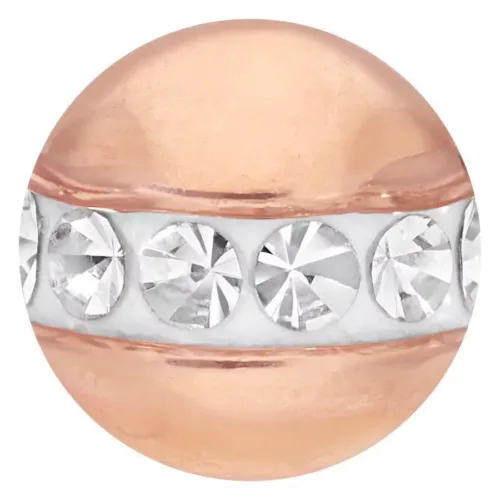 Runder Piercing-Aufsatz aus roségoldenem Chirurgenstahl mit klaren Kristallen auf weißem Hintergrund