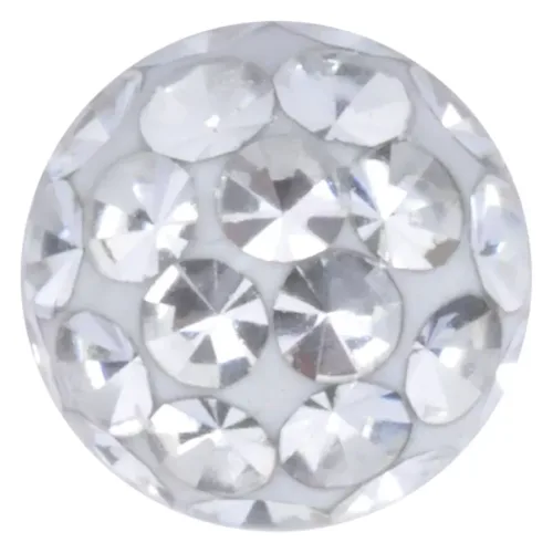 Runder Piercingaufsatz aus Chirurgenstahl mit klaren Kristallen