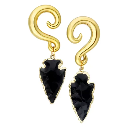 Obsidian Stone Dangle Ear Weights