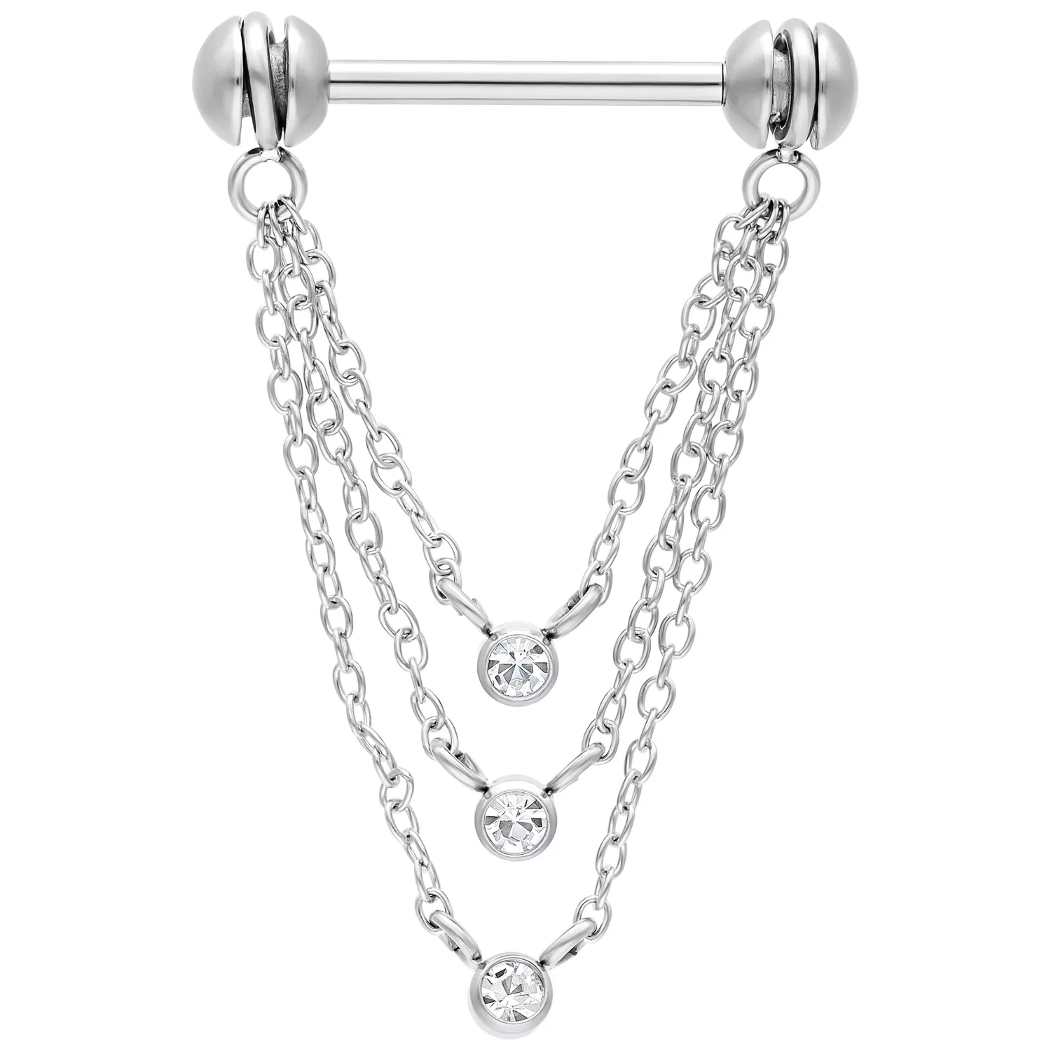 Rotating Three Crystals Nipple Chain Rotating Three Crystals Nipple Chain