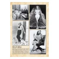 Collage von Pin-Up Girls in Schwarz-Weiß mit Retro-Design auf beigem Hintergrund