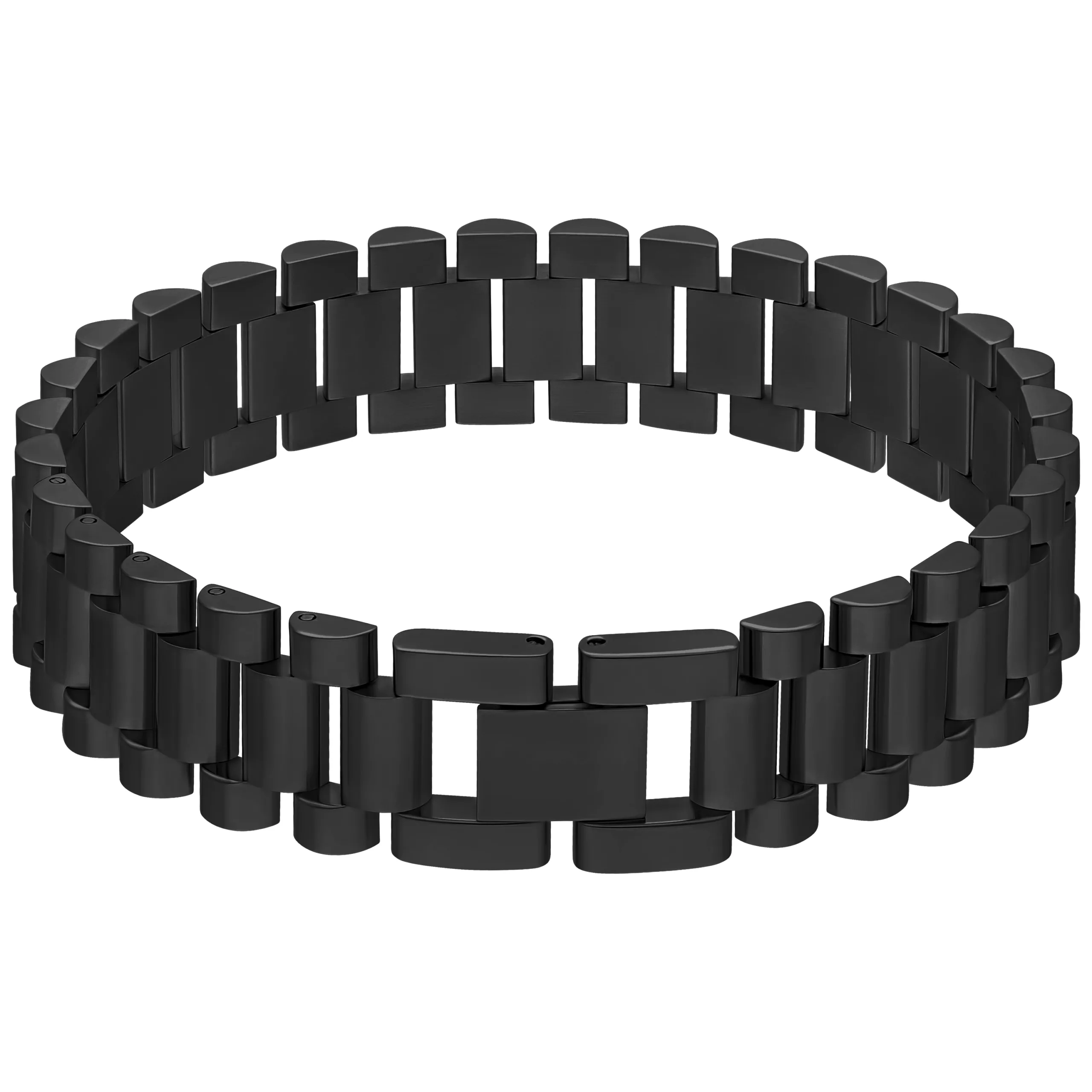 Musta ruostumattomasta teräksestä valmistettu rannekoru Wildcatilta Musta ruostumattomasta teräksestä valmistettu rannekoru klassisessa designissa valkoisella taustalla