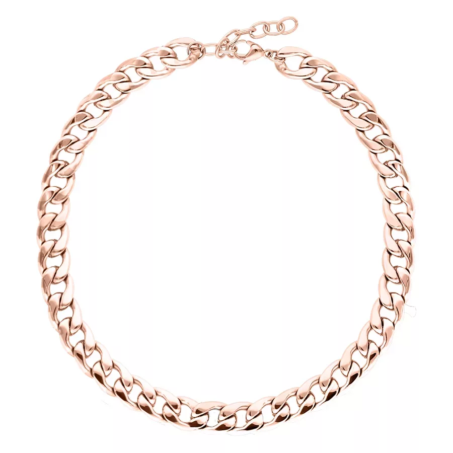 Ruusukultainen Chunky kaulakoru kirurginteräksestä 316L valkoisella taustalla