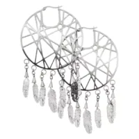 Silberne Dreamcatcher Ohrringe aus Stahl