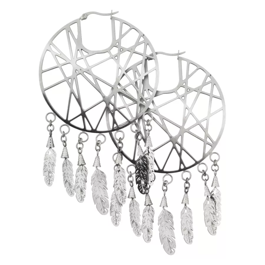 Silberne Dreamcatcher Ohrringe aus Stahl